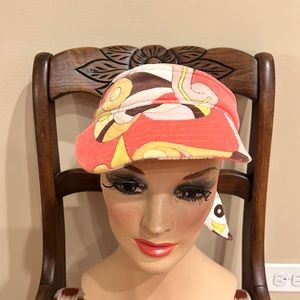Vintage  Emilio Pucci Orange And Yellow Velour Visor